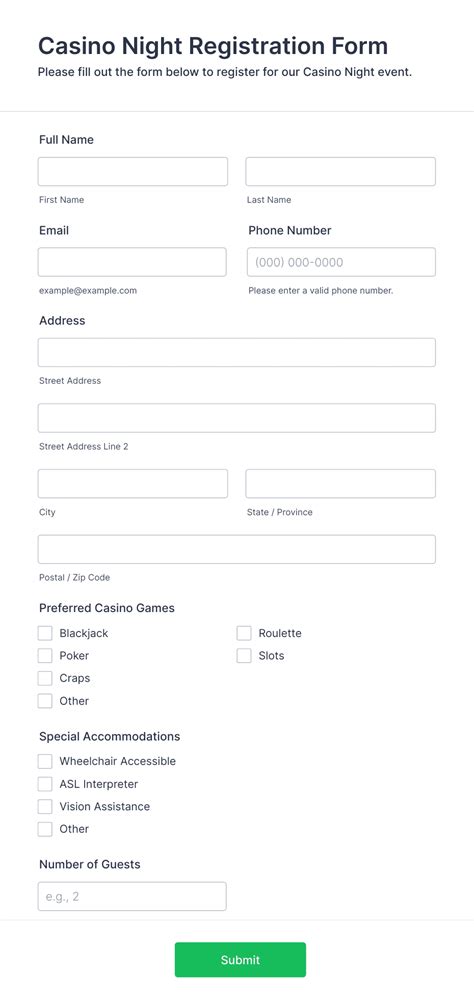 casino night registration form template|Virtual game night registration form template .